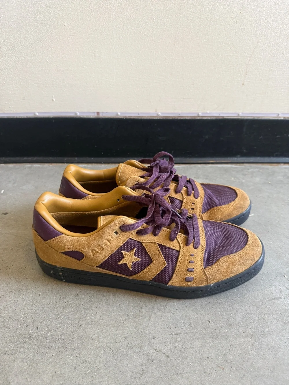 Converse Men's Suede and Mesh Sneakers - Tan and Purple - Picture 3 of 9